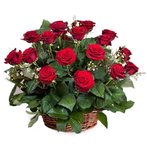 Фото товара 21 красная роза в корзине в Трускавце