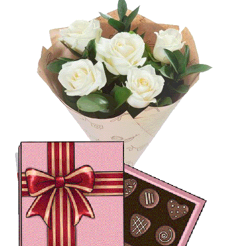 Фото товара 5 белых роз с конфетами в Трускавце