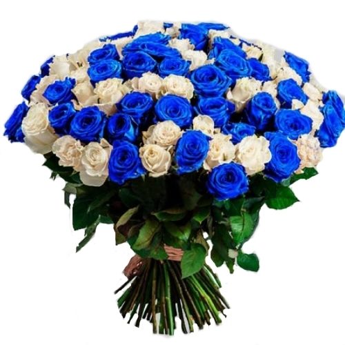 Фото товара 101 белая и синяя роза (крашеная) в Трускавце