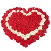 Фото товара 101 троянда серцем: червона, біла, червона в Трускавце