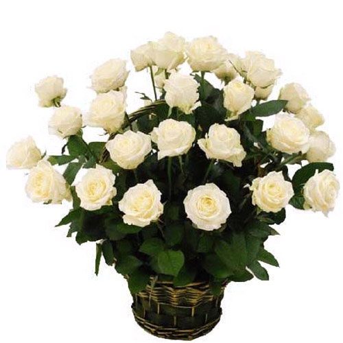 Фото товара 35 белых роз в корзине в Трускавце