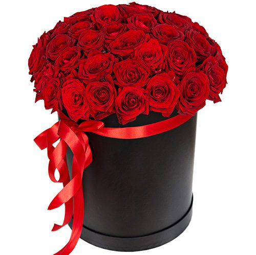 Фото товара 51 троянда червона у капелюшній коробці в Трускавце