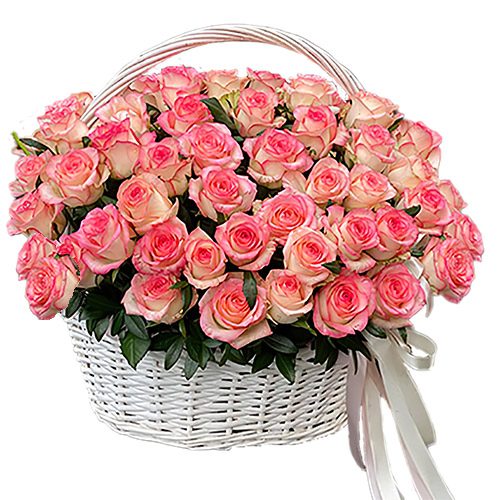 Фото товара 51 троянда "Джумілія" в кошику в Трускавце