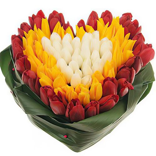 Фото товара 151 тюльпан сердцем "Краски весны" в Трускавце