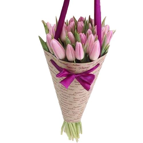 Фото товара 25 ніжно-рожевих тюльпанів в Трускавце