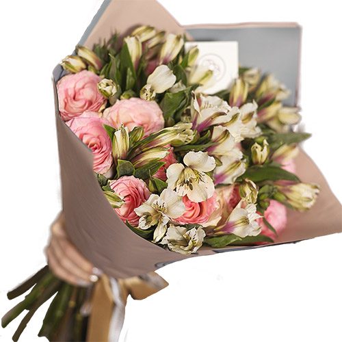 Фото товара Микс розовой розы и альстромерии в Трускавце