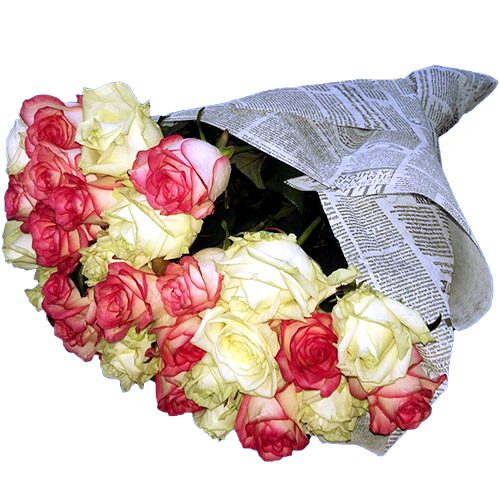Фото товара 33 кремові та рожеві троянди в Трускавце