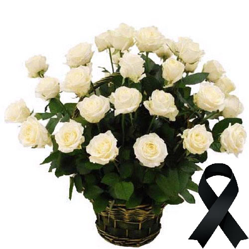 Фото товара 36 белых роз в корзине в Трускавце