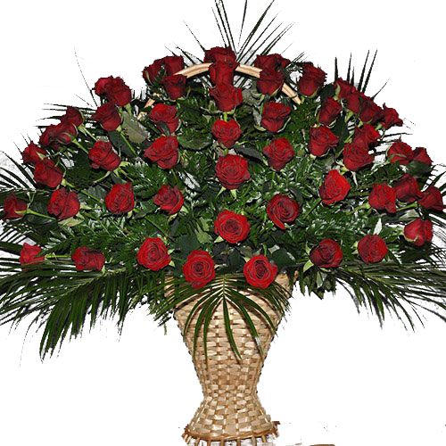Фото товара Кошик 100 троянд у папороті в Трускавце