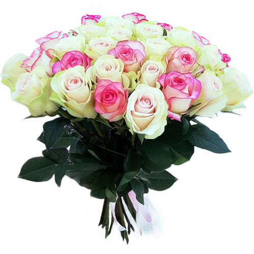 Фото товара 33 кремовые и розовые розы в Трускавце