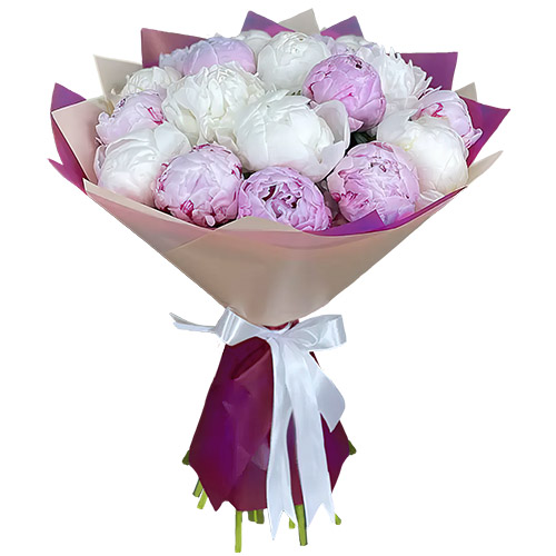 Фото товара 19 белых и розовых пионов в Трускавце
