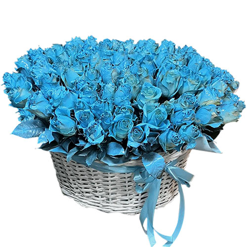 Фото товара 101 синяя роза в корзине в Трускавце