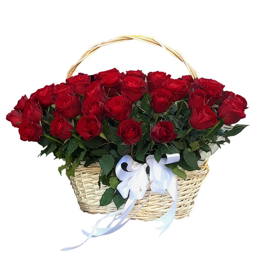 Фото товара 51 красная роза в корзине в Трускавце